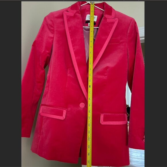 J. Crew Collection Willa blazer in tipped stretch velvet Dragonfruit size 00 - Picture 8 of 9